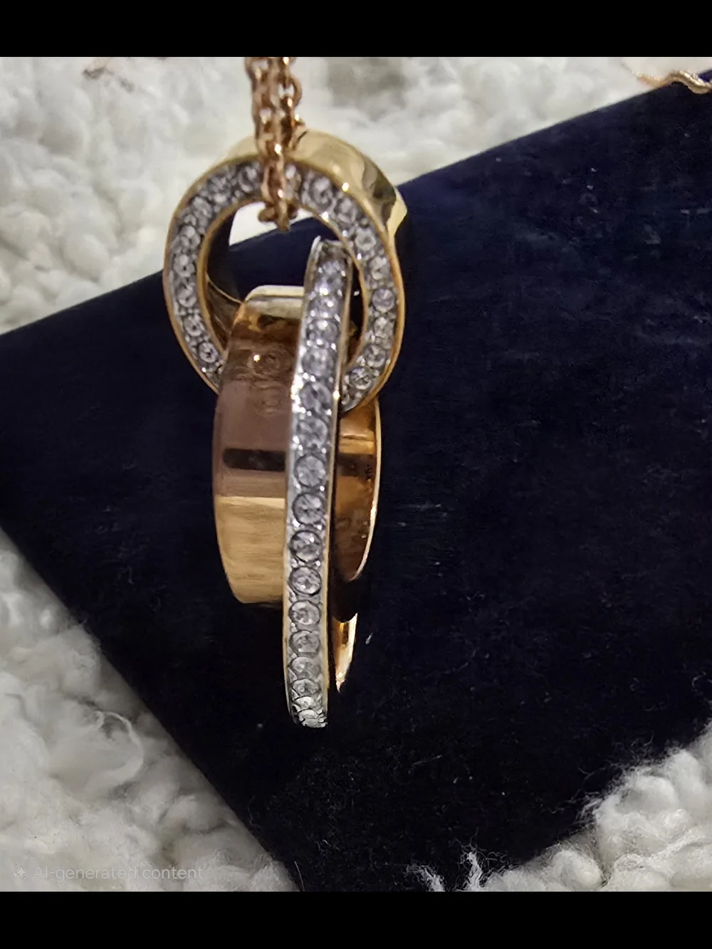 Swarovski Rose Gold and Silver Interlocking Circle Pendant Necklace